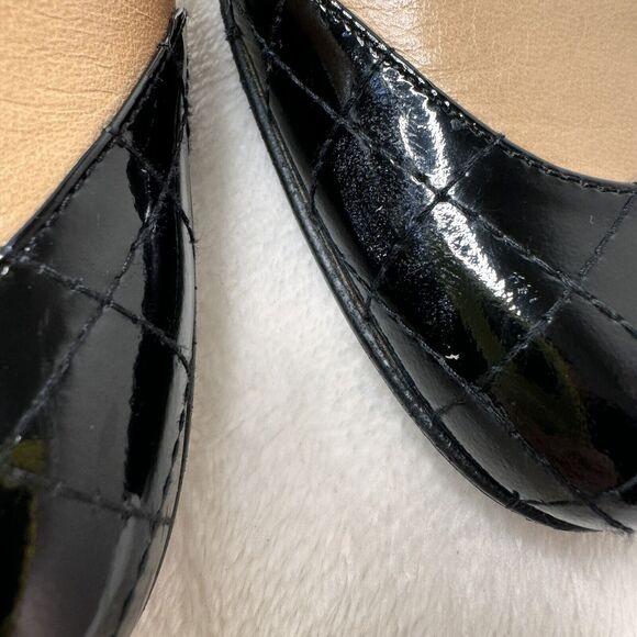 Chanel Womens Slingback Heels Mixed Media Patent Leather Quilted Beige Size 36.5 - Picture 2 of 13